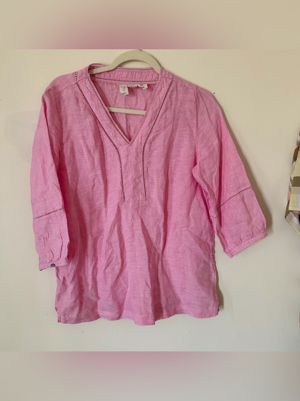 SM 100% Linen Joie Pink V-Neck Tunic